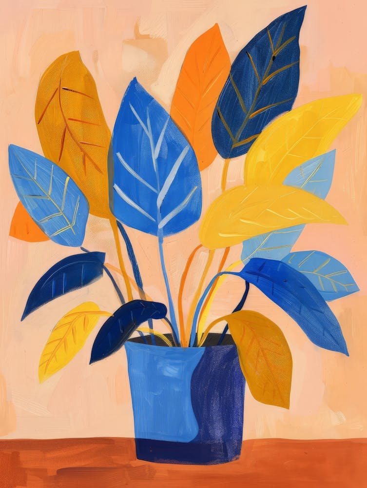 Blue And Orange Leaves 1