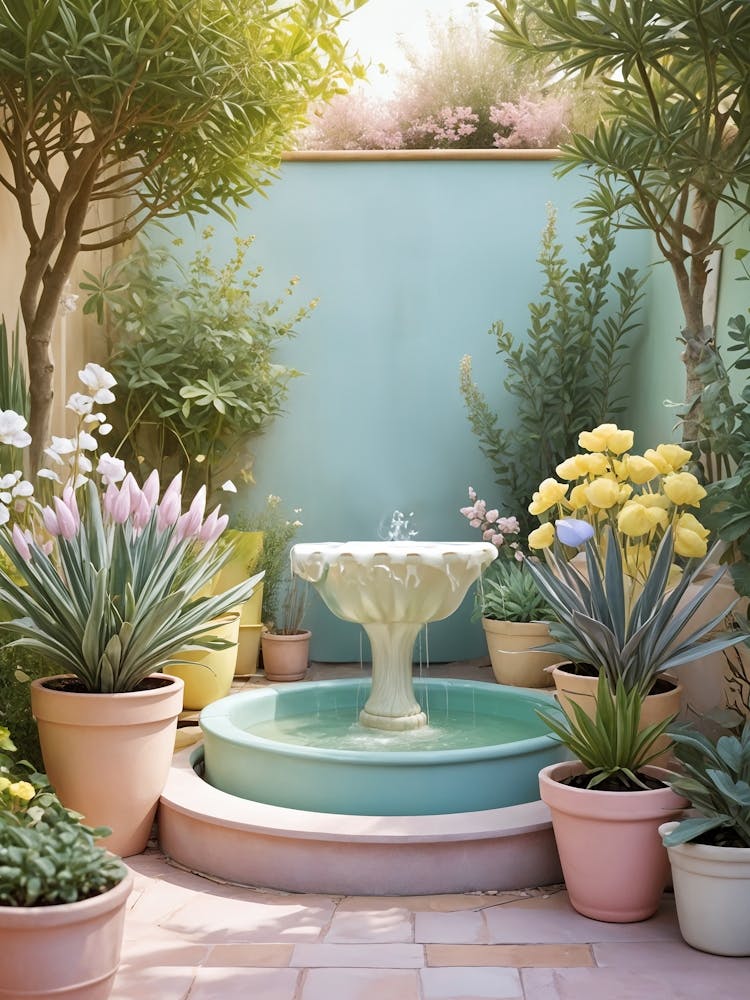 Pastel Garden Fountain