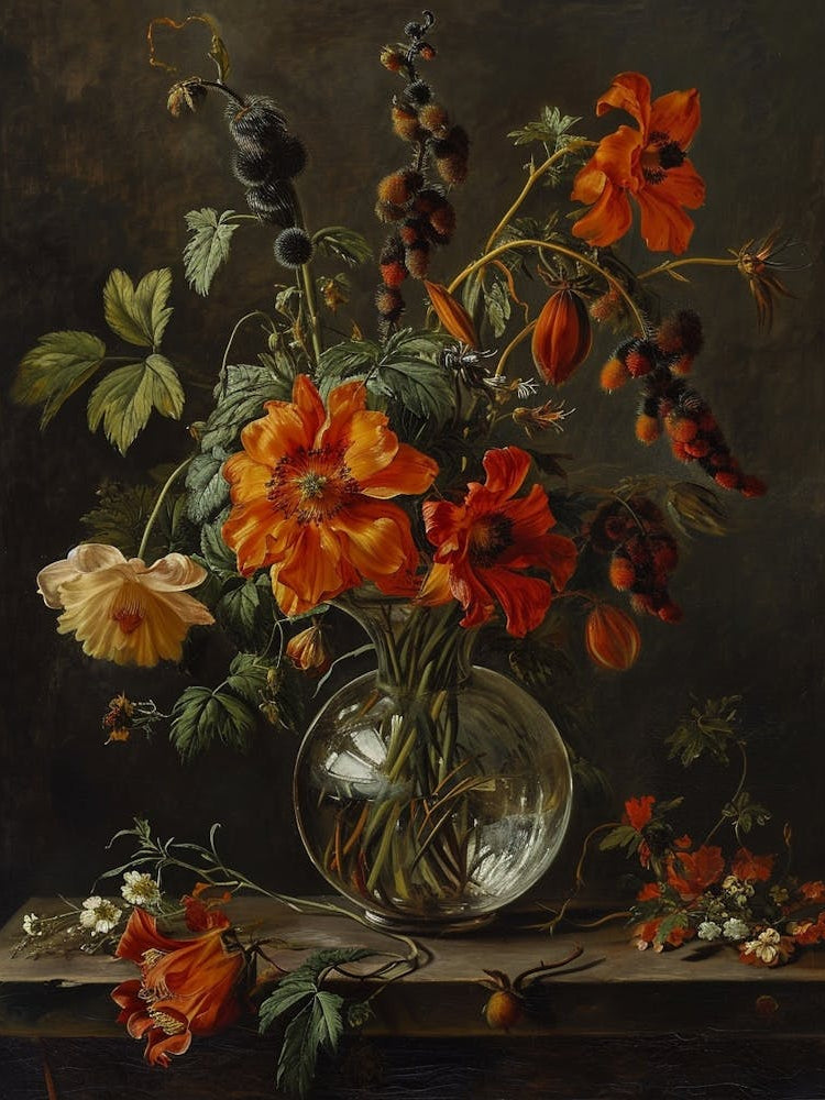 Baroque Floral Still Life Aconitum 1