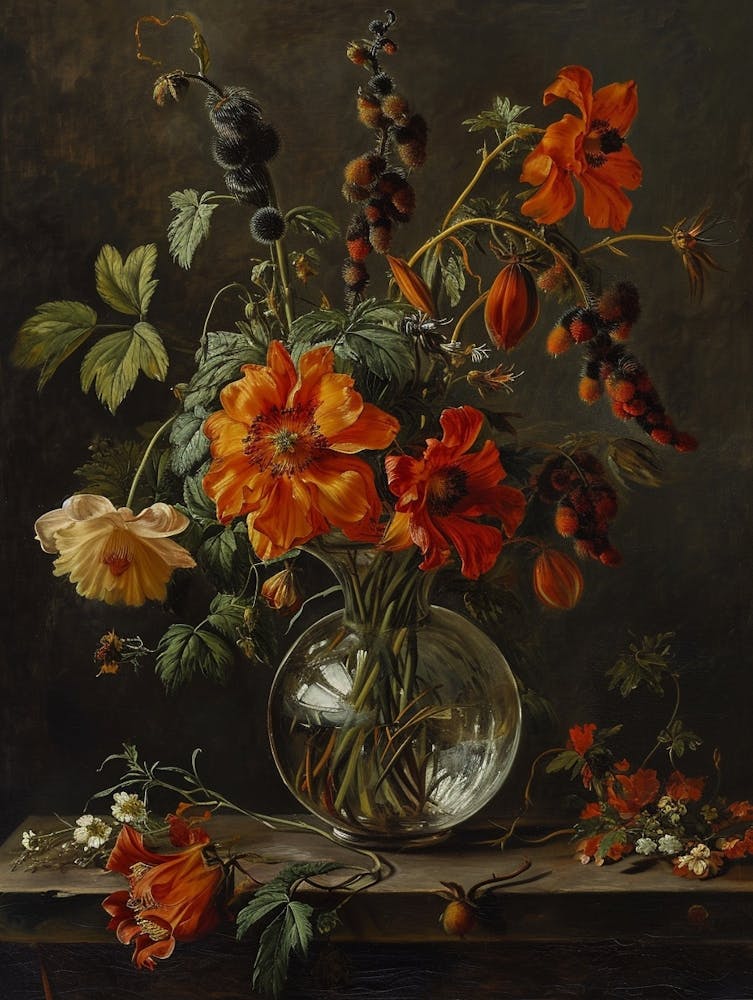 Baroque Floral Still Life Aconitum 1