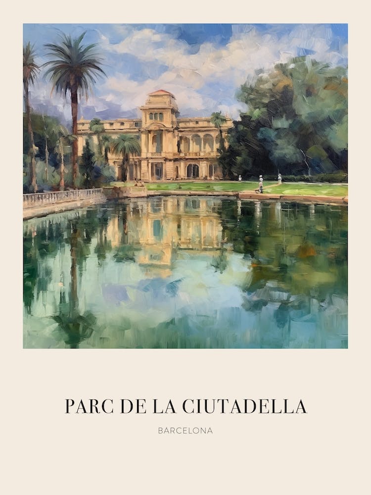 Parc De La Ciutadella Barcelona Spain 3 Vintage Cezanne Inspired Poster