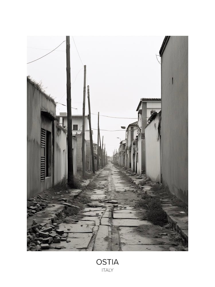 Poster Of Ostia, Italy, Black And White Photo 3