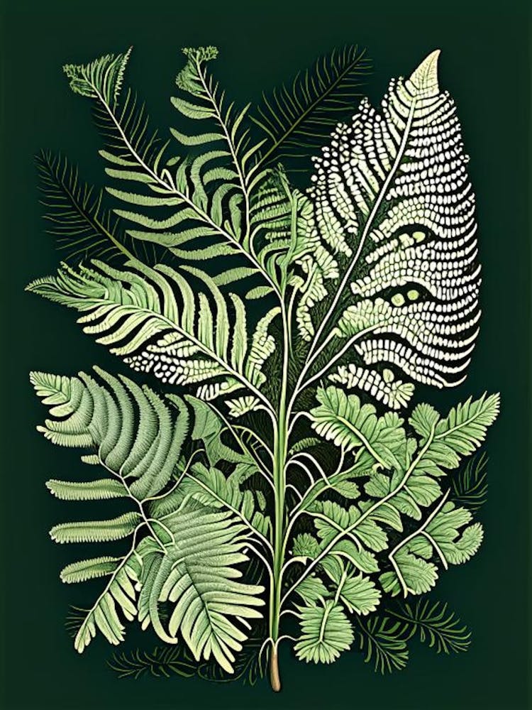 Lady Fern Wildflower Vintage Botanical 1