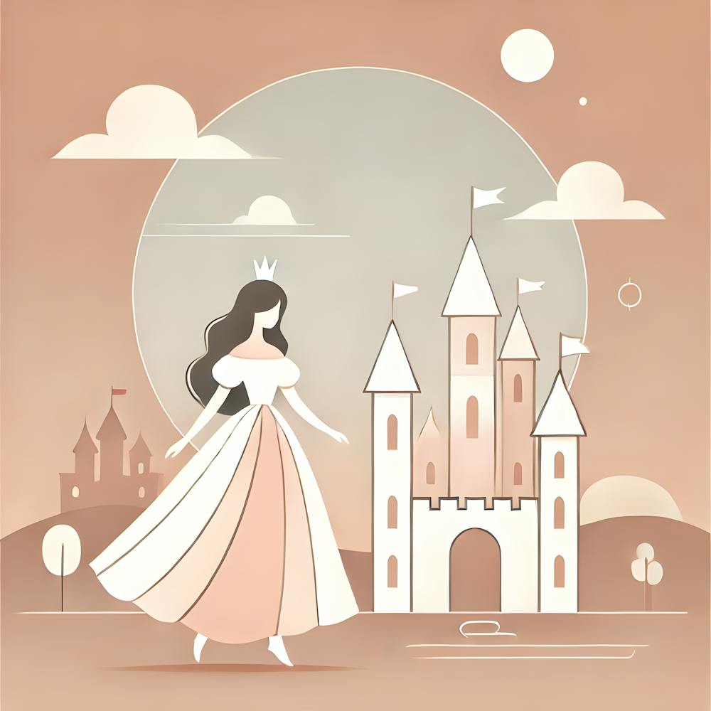 Minimalist Princess Castle Nursery Wall Art Fairytale Kids Room Decor Pastel Princess Print