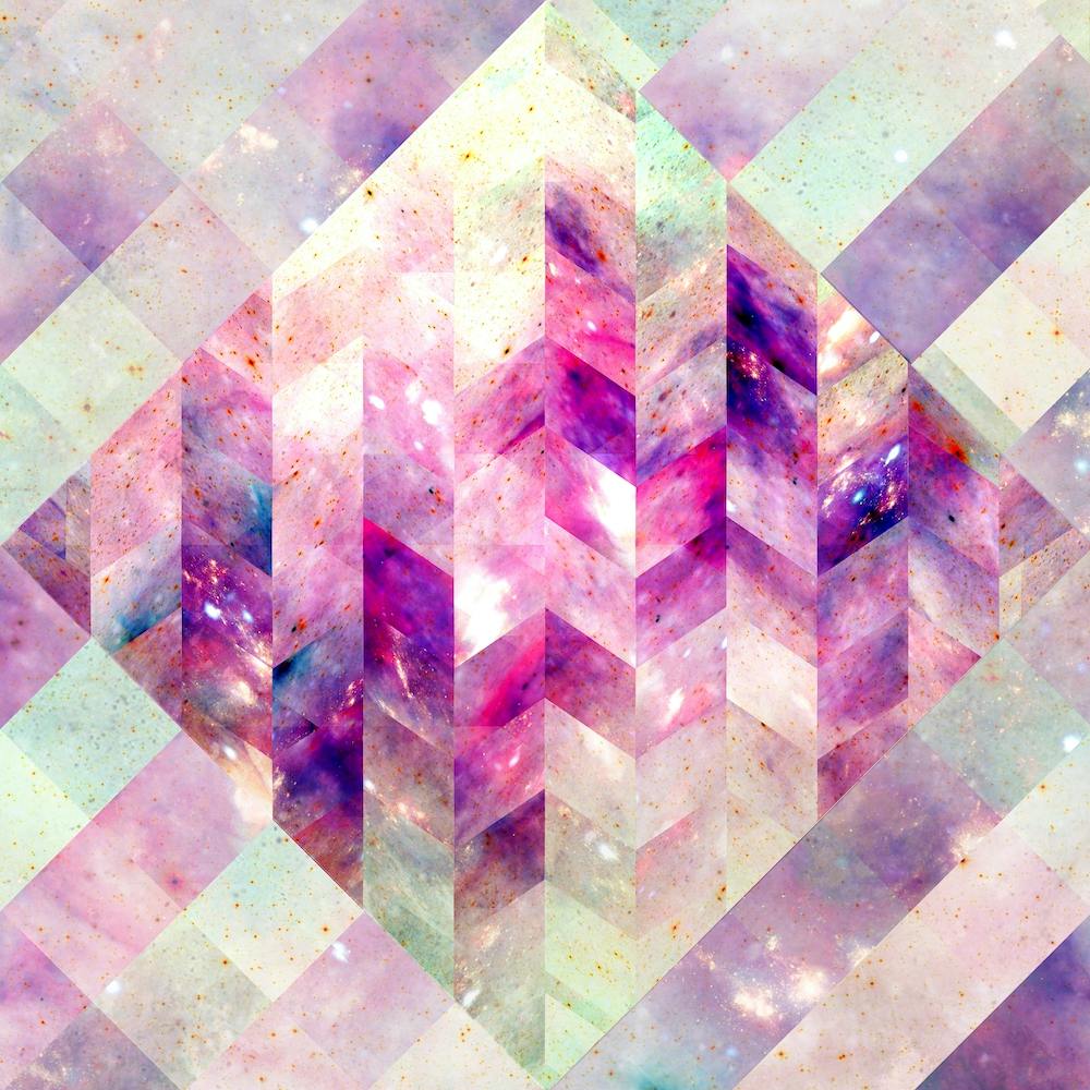 Abstract Geometric Pink Galaxy Square