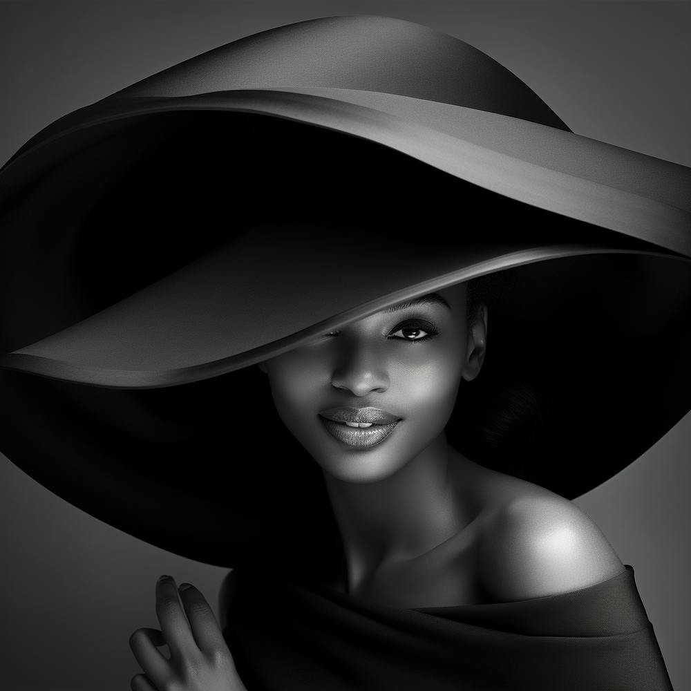 Black And White Portrait Of African American Woman