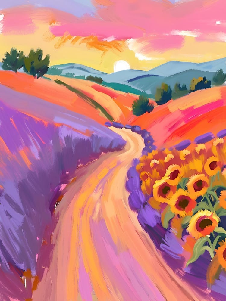 Sunflowers On The Road