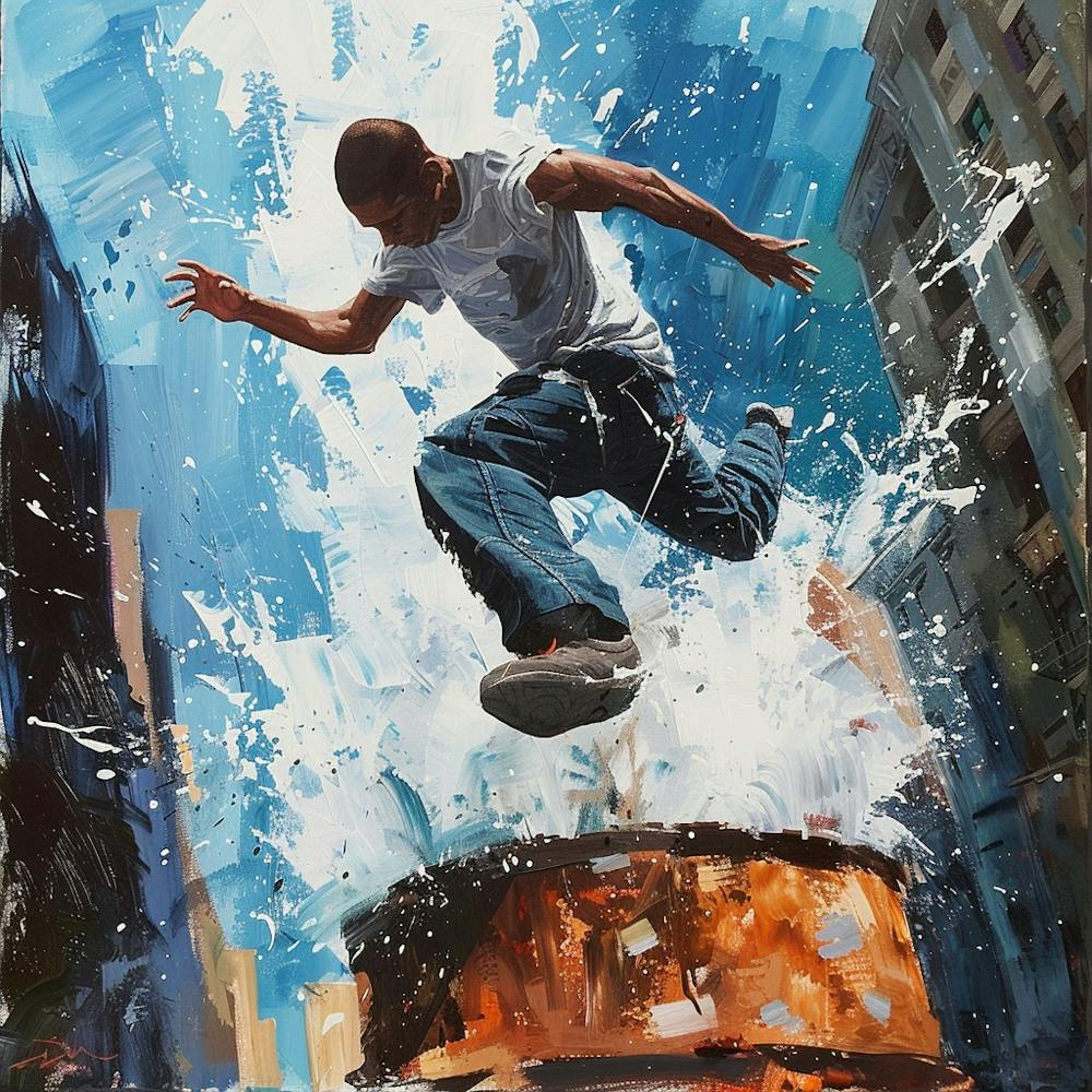 Parkour-Bewegung Ölgemälde