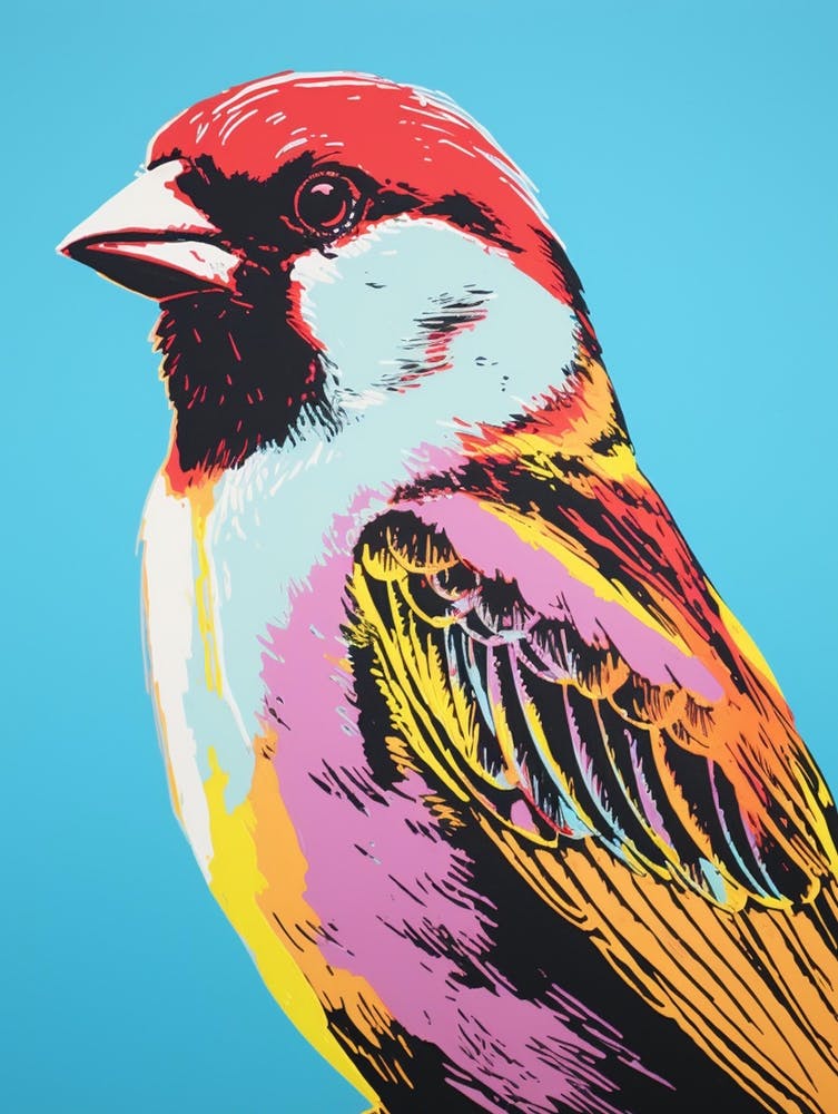 Andy Warhol Style Bird House Sparrow 1