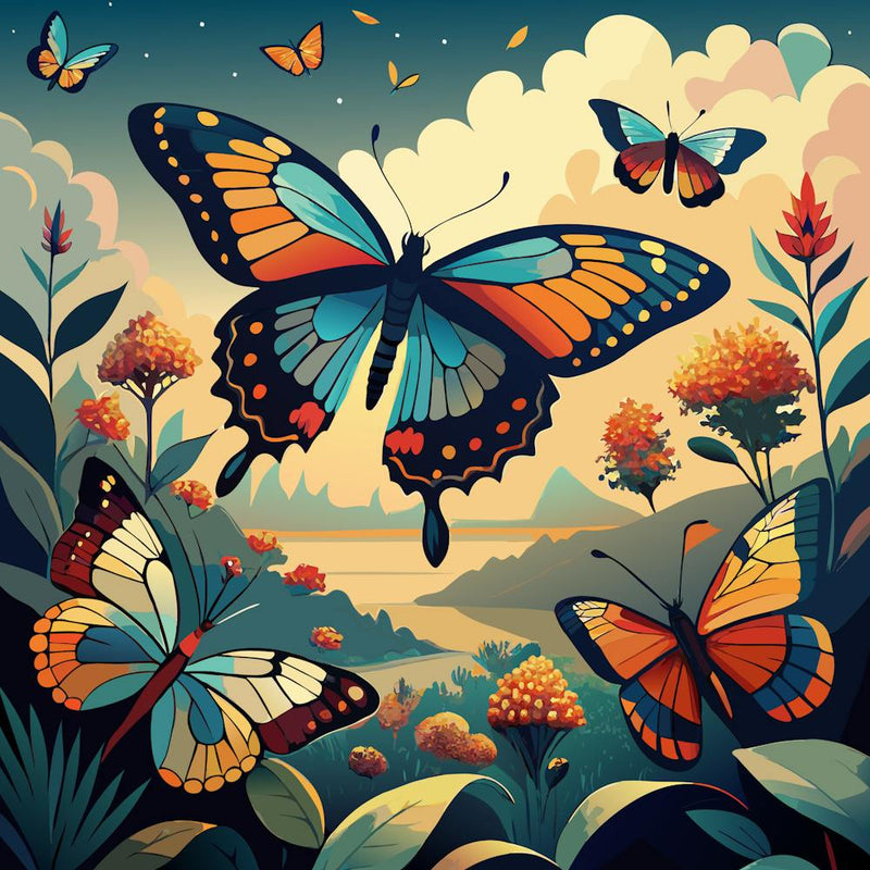 Colorful Butterflies In The Garden