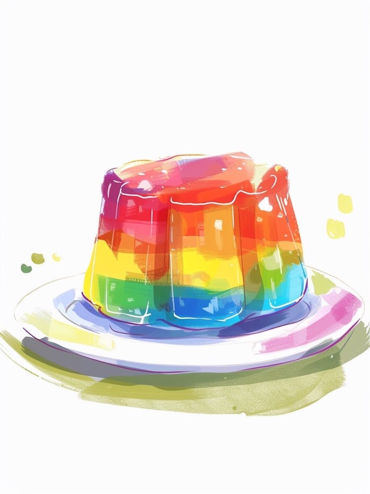 Regenbogen-Wackelpudding Aquarell-Stil Gemälde 2