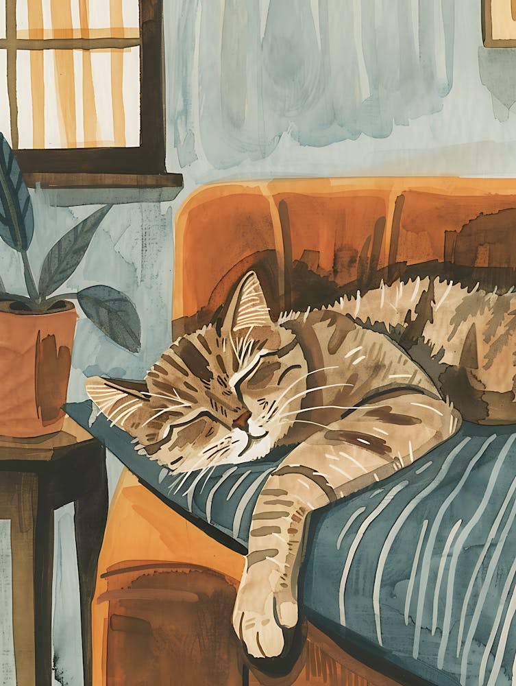 Cat Sleeping On Couch 3
