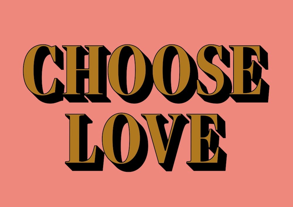 Pink And Gold Choose Love Typographic