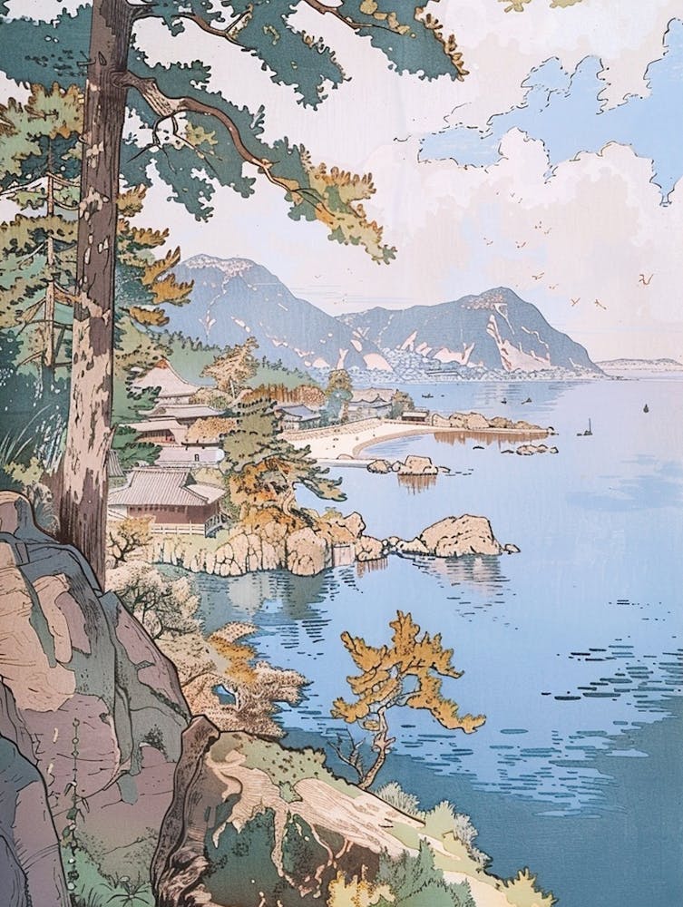 Kamakura Japan 1 Retro Illustration