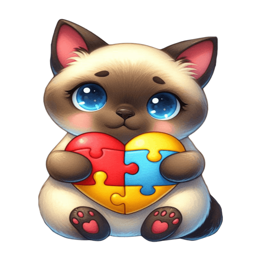 Autism Puzzle Piece Cat (Siamese)