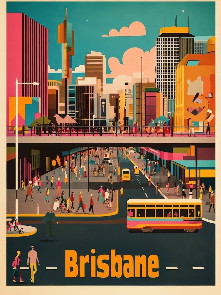 Aihrgdesign A 1970s Inspired Travel Poster For Brisbane Depic Baaae801 85f5 4aa3 9bbb 88c7df68fc17 2