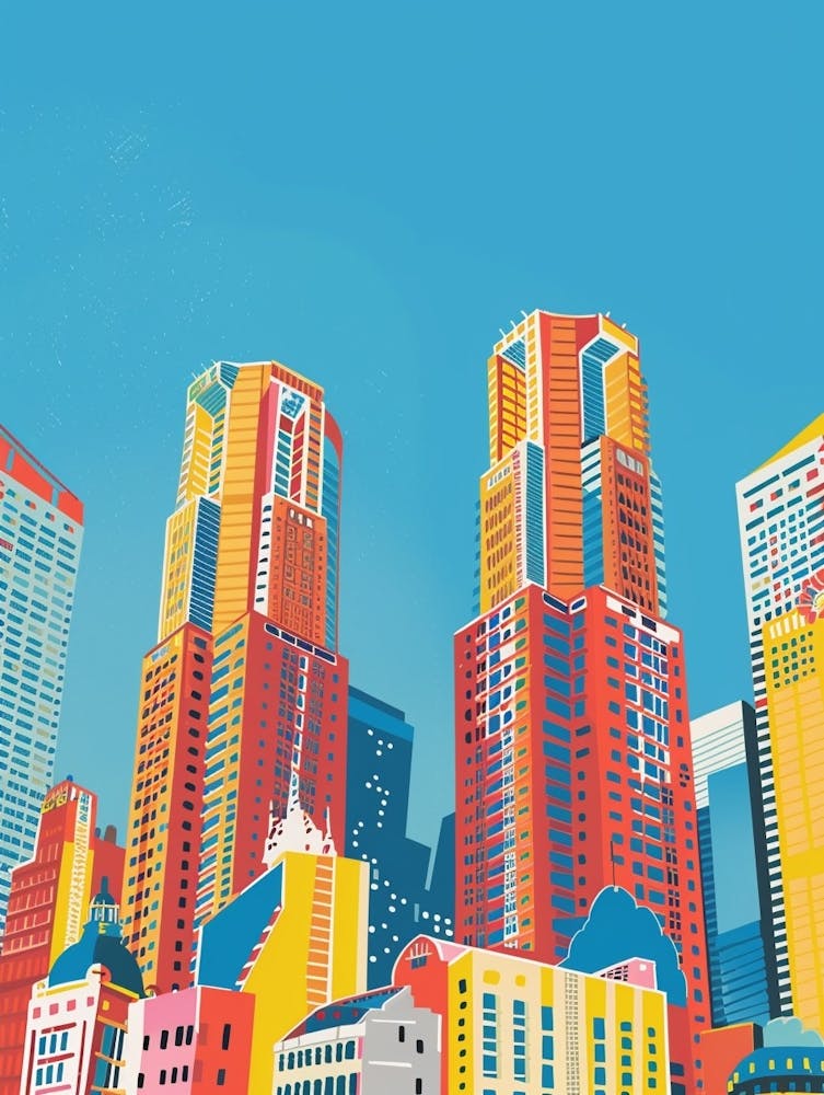 Tokyo Metropolitan Government Building 2 Colourful Illustration