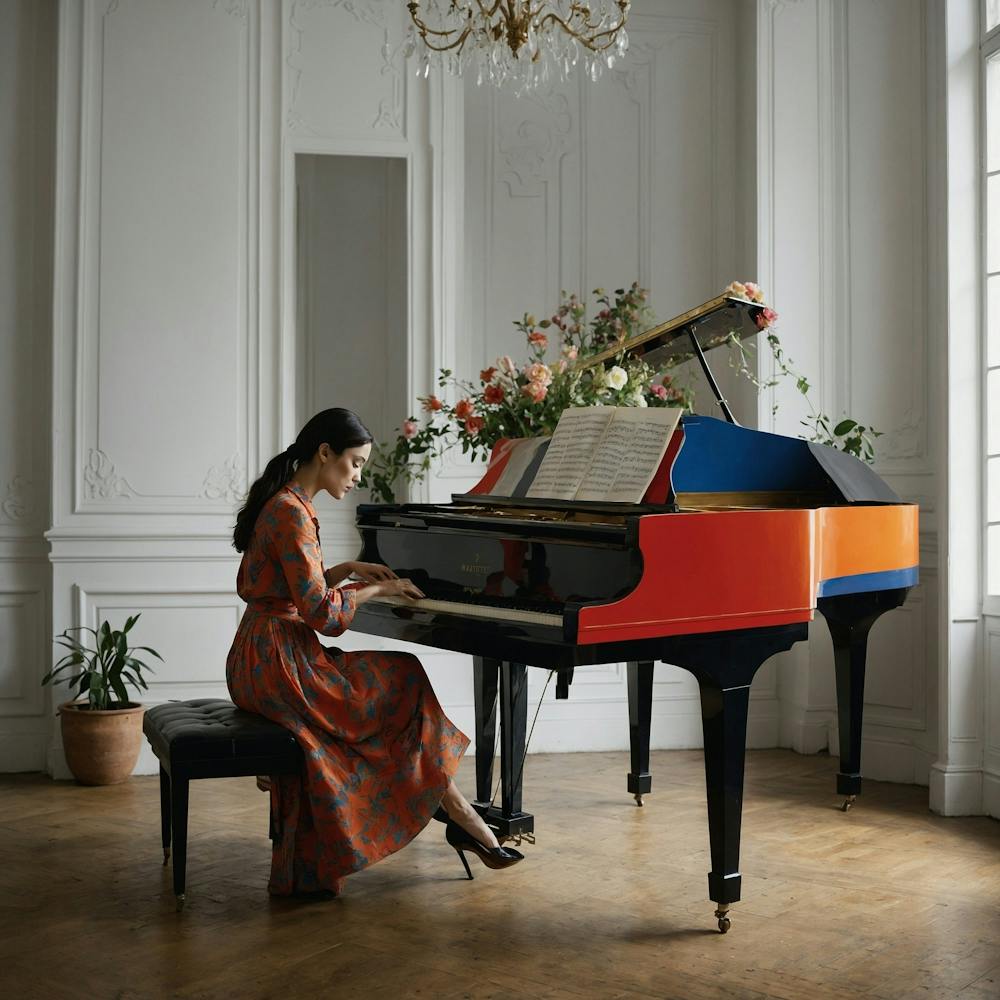 Portrait Of A Woman Playing A Piano