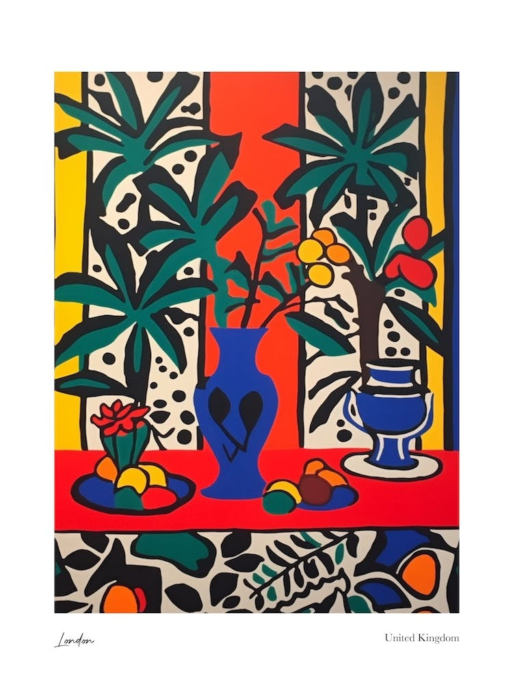 London United Kingdom Matisse Style 2 Watercolour Travel Poster