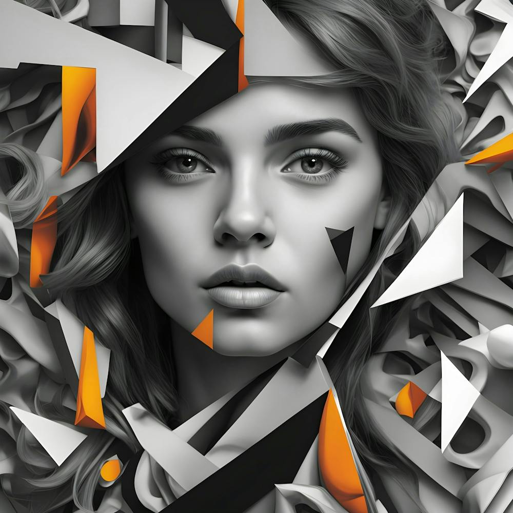 Monochrome face of a young girl