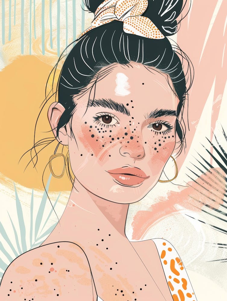 Illustration eines Mädchens mit Sommersprossen