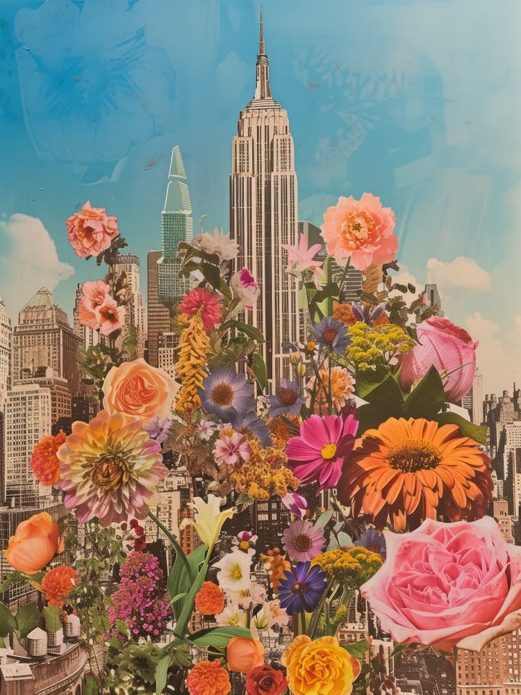 New York City   Floral Retro Collage Style 3