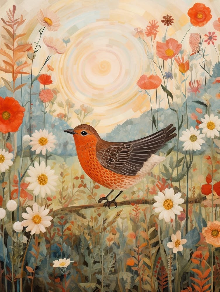 Robin 4 Detailed Bird Painting