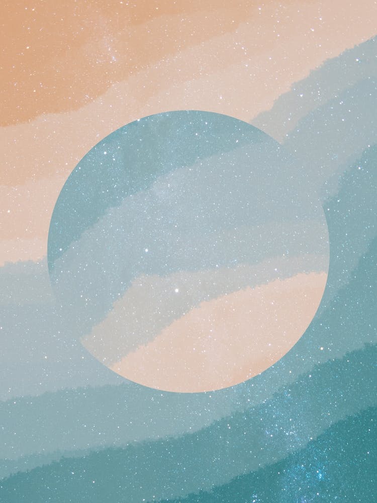 Minimal art abstract watercolor painting of calm blue waves