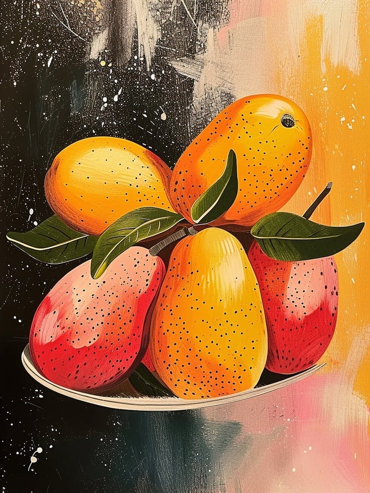 Art Deco Fruit Paint Strokes