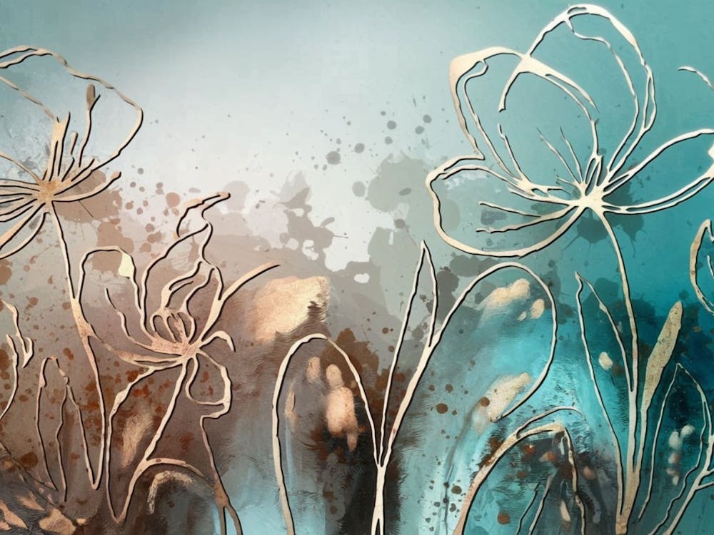 Kühne abstrakte Blüten Minimalistische Blumenwand