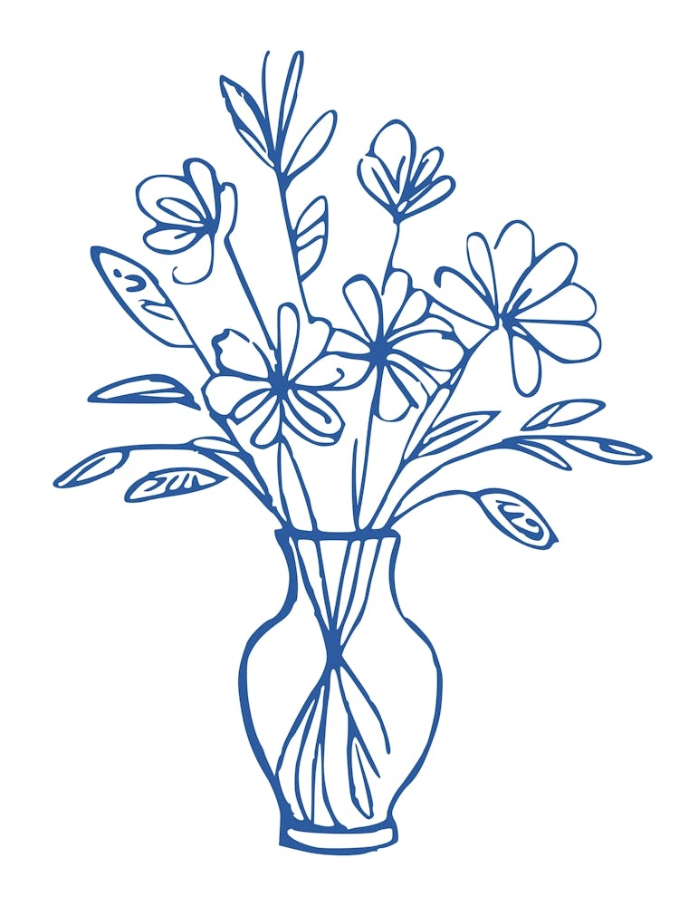 Blaues Blumenstillleben