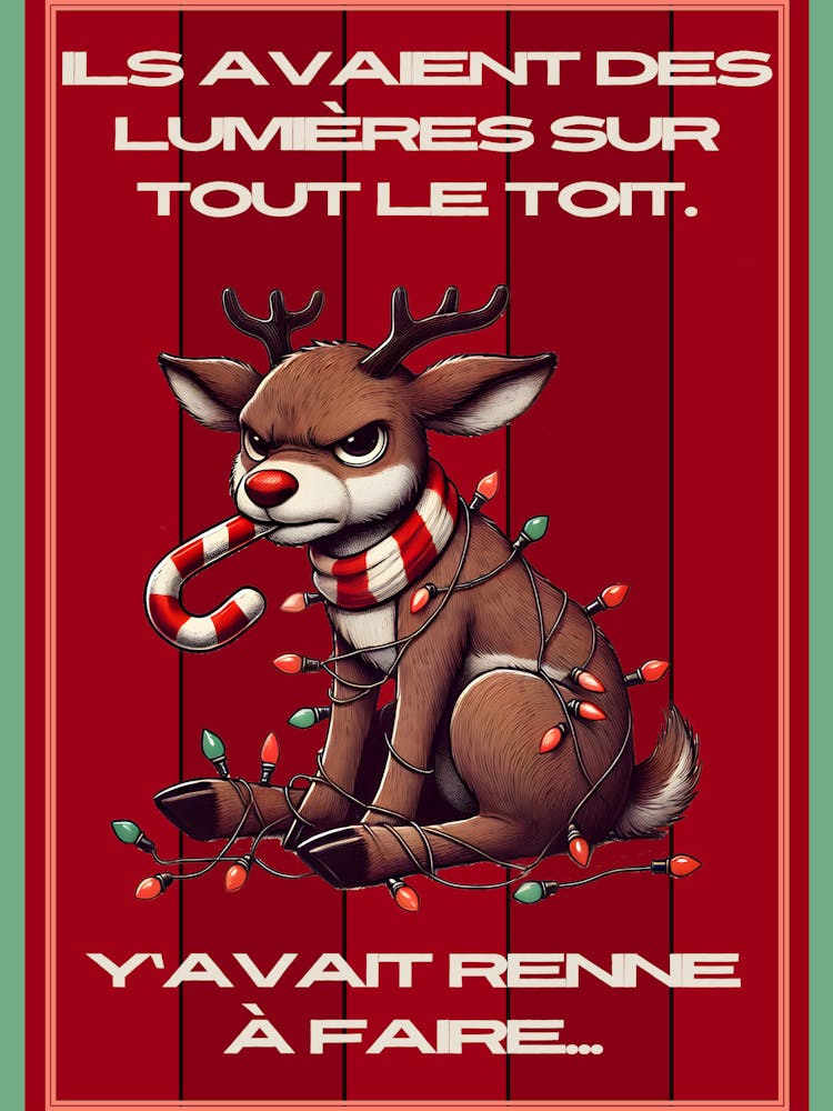 Renne lumières de Noël humour rouge