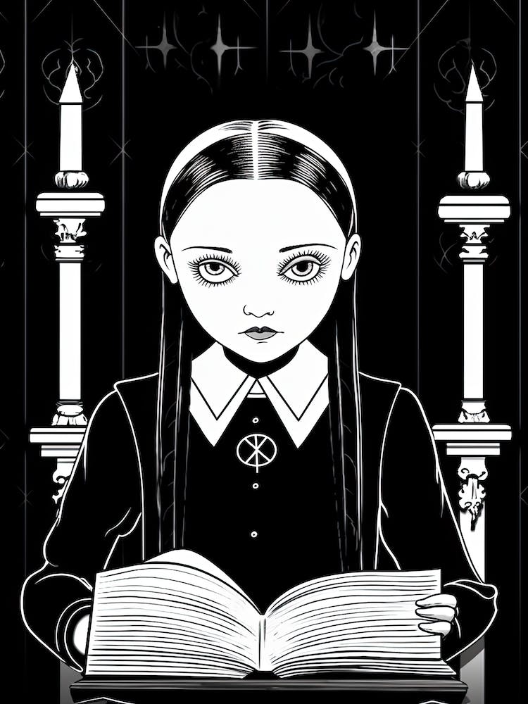 Wednesday Addams Line Art Fan Art