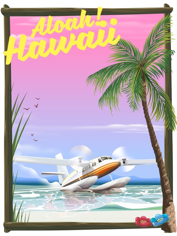 Aloha Hawaii Seaplane travel poster