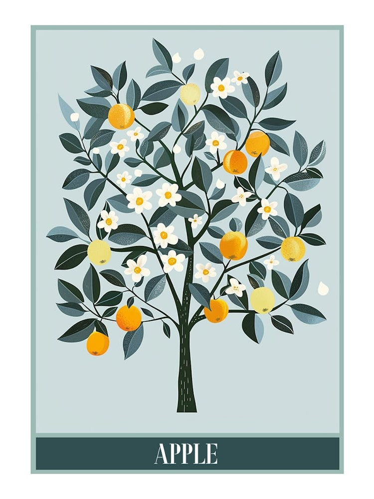 Apple Tree Flat Illustration 1 Poster