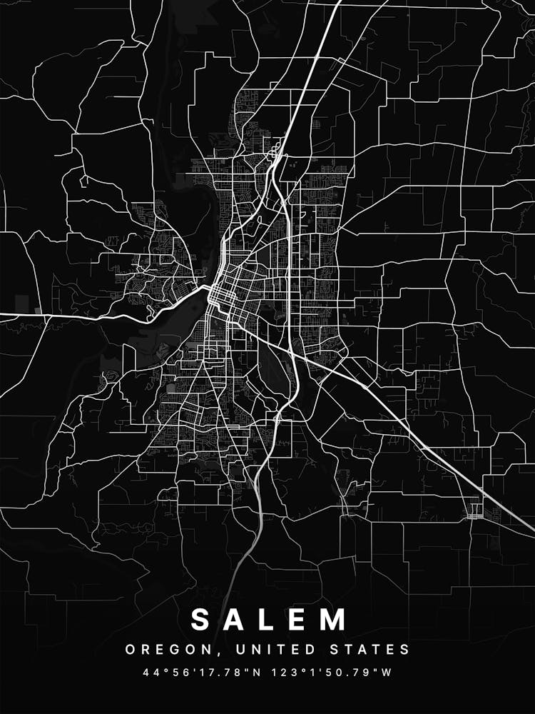 Salem Massachusetts USA Black Map