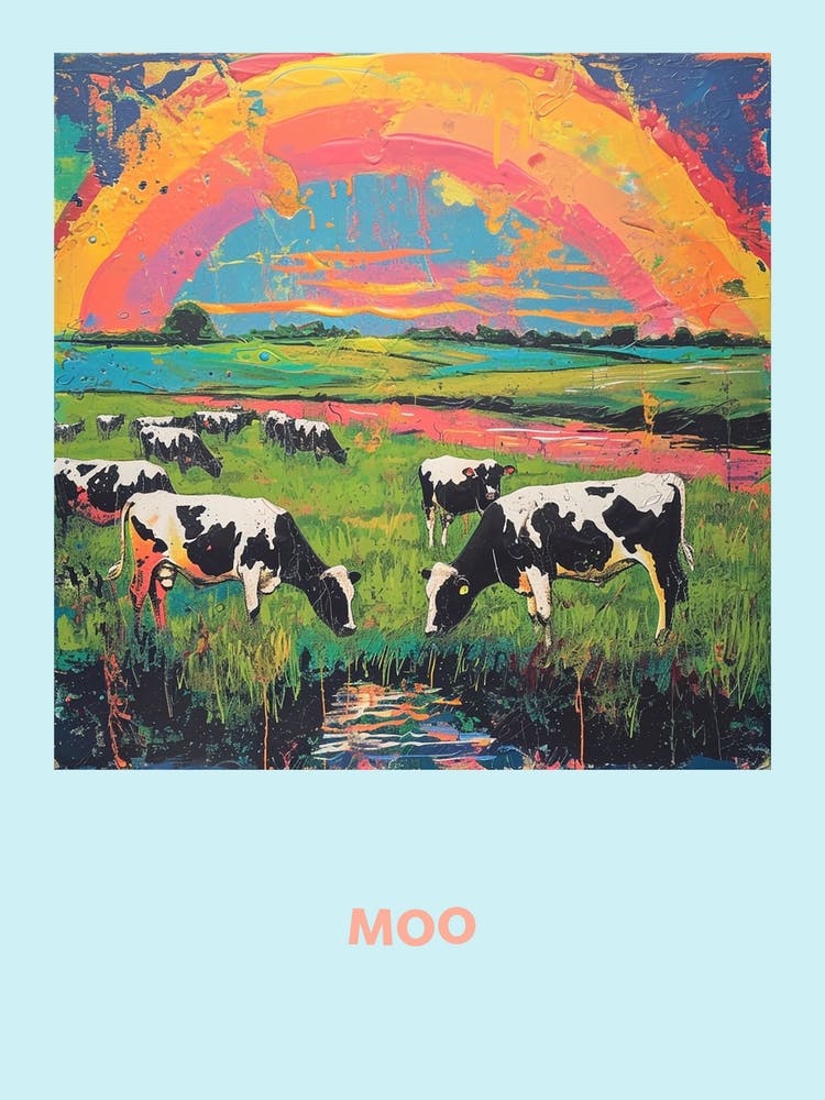 Moo Cow Rainbow Poster 3
