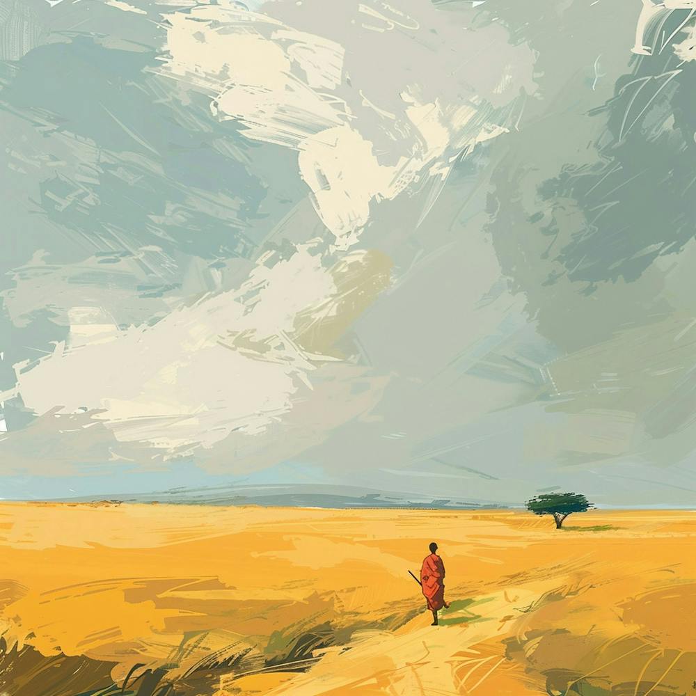 Of A Man Walking In A Field