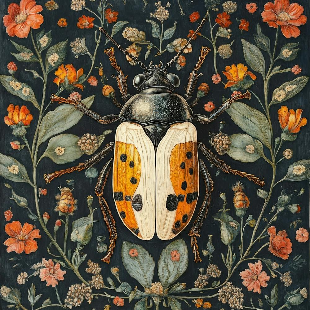 Beetle On Flowers Art