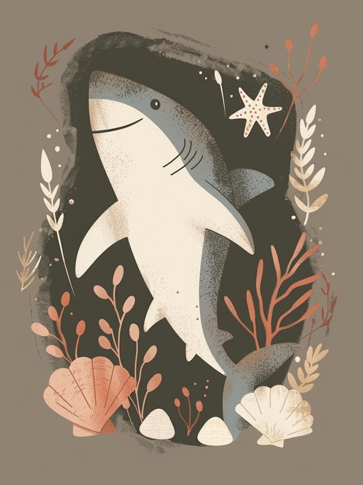 Muted Pastel Seascape Shark 3