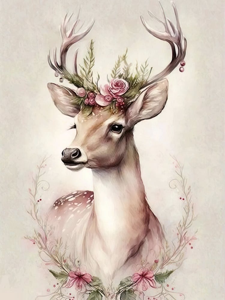 Deer With Flowers