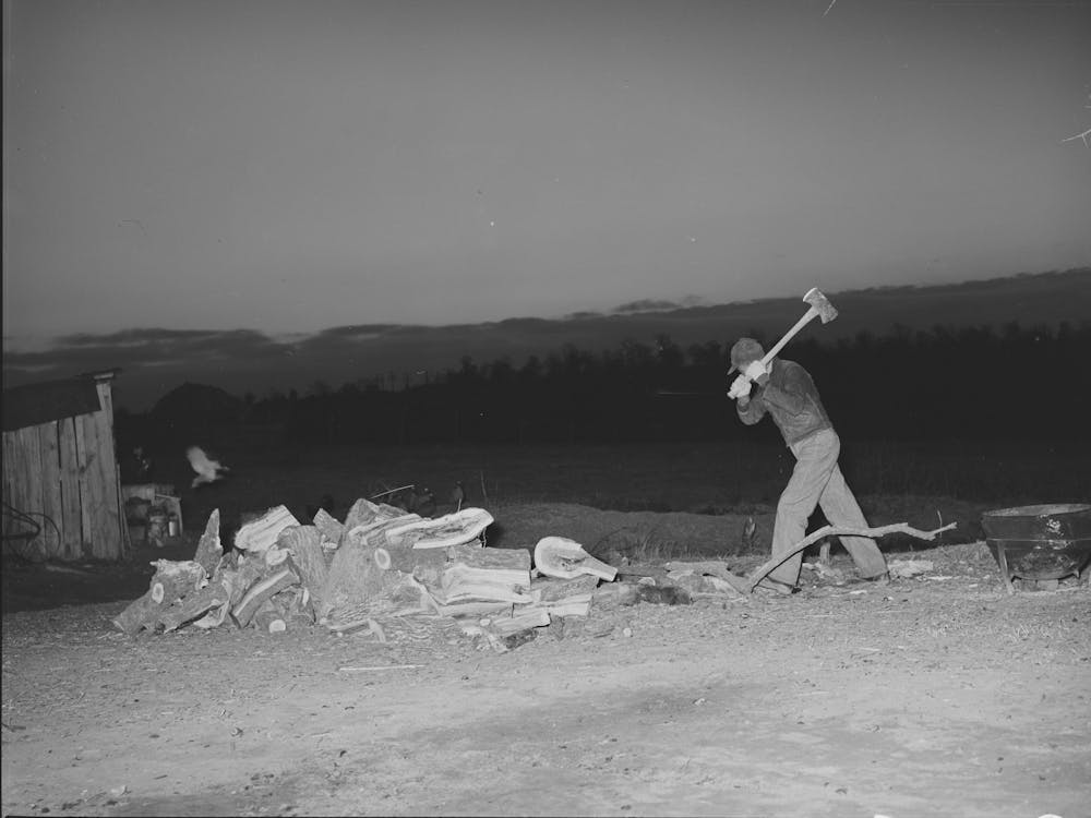 Son Of Pomp Hall Chopping Wood In The Early Dawn, Creek County, Oklahoma, See General Caption Number 23 By
