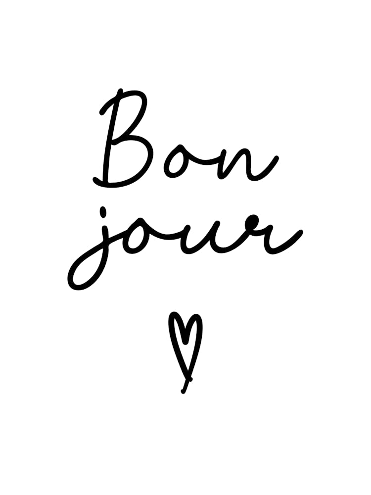 Bonjour Black and White Text