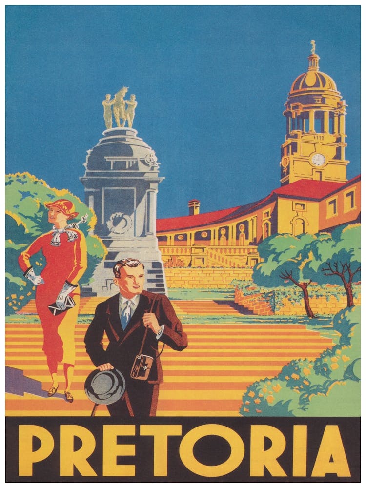 Pretoria South Africa Vintage Travel Poster