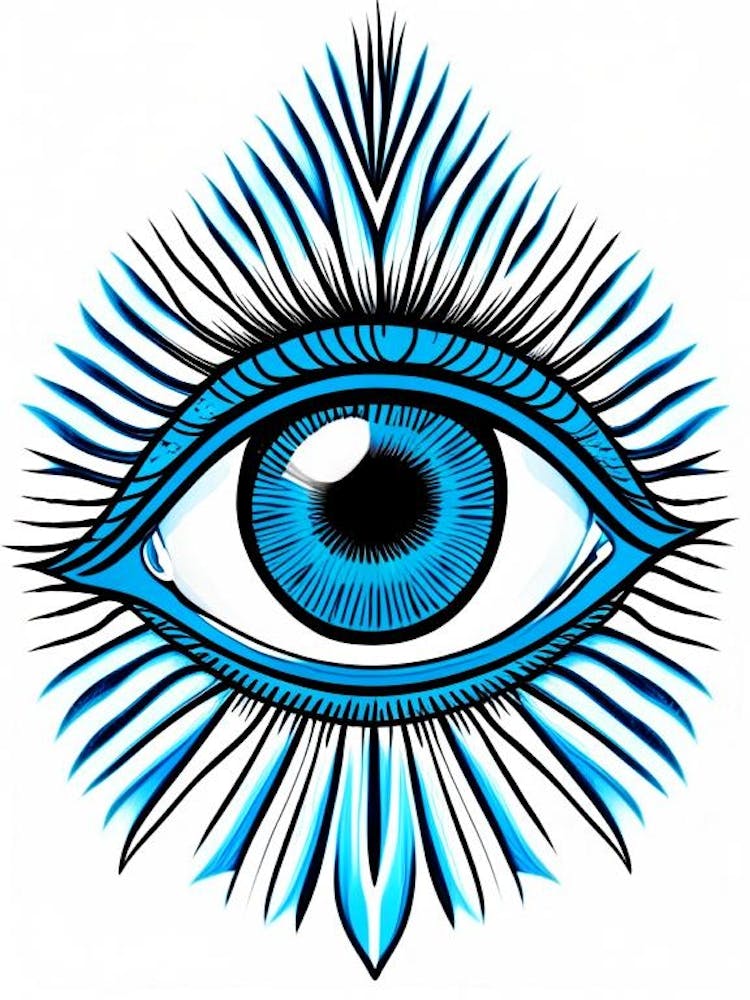 Psychedelic Eye, Symbol, Third Eye Blue & White 4