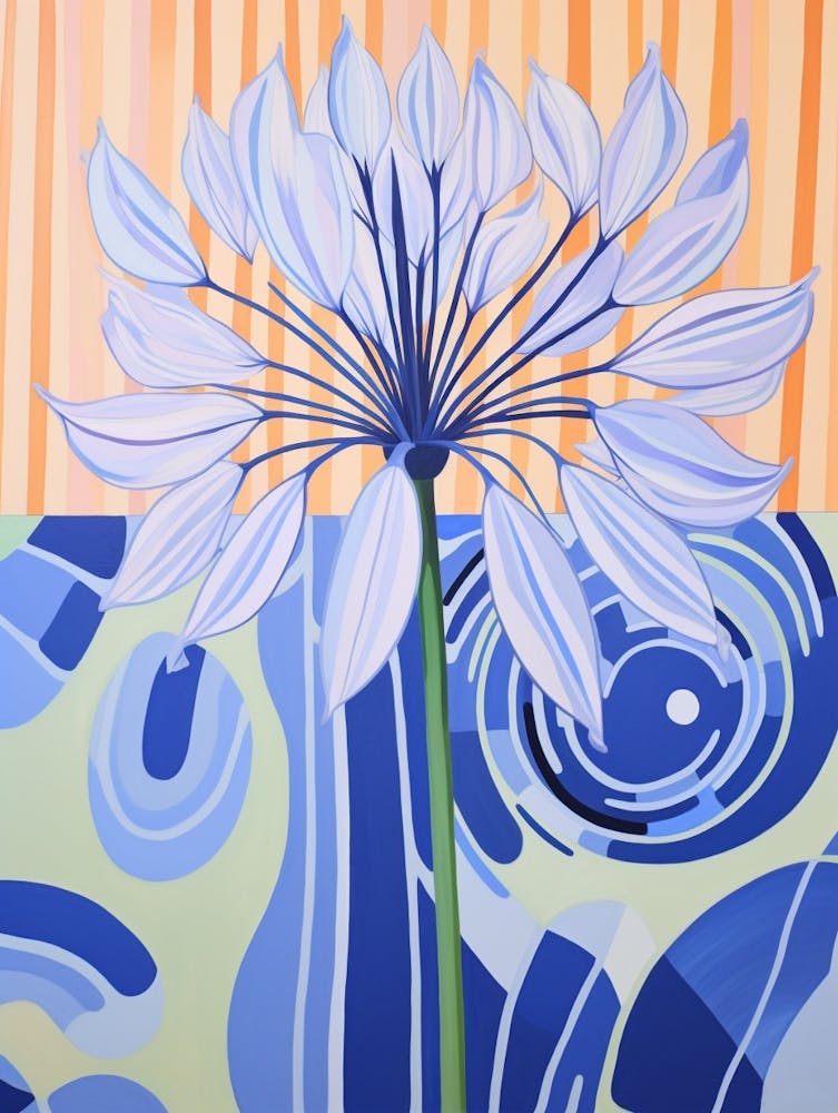 Agapanthus 4 Hilma Af Klint Inspired Pastel Flower Painting