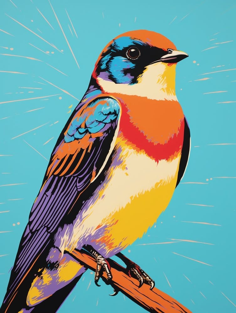 Andy Warhol Style Bird Barn Swallow 3