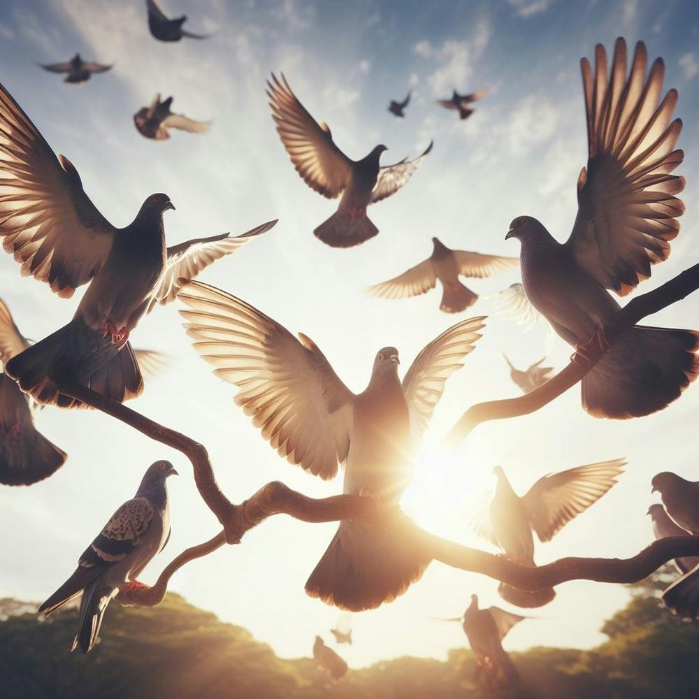 Pigeons Flying