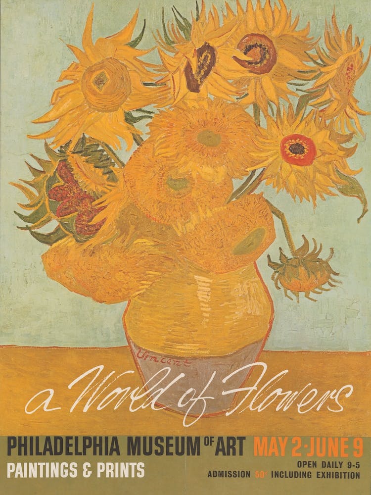 A World Of Flowers Van Gogh Vintage Exhibition Poster