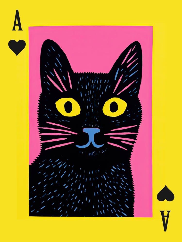 Chat Cartes À Jouer 1 Rose Et Noir